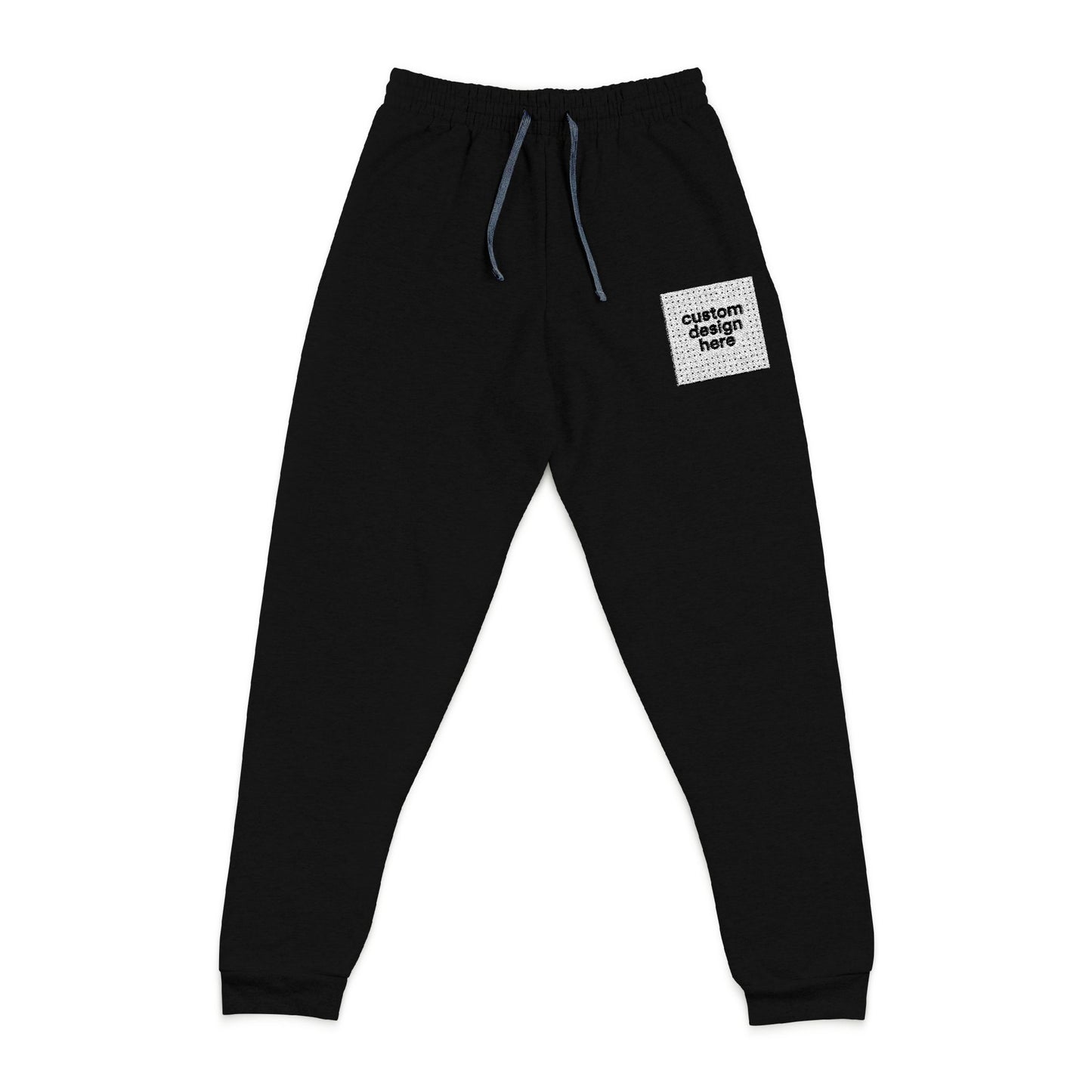 Custom black unisex joggers with front embroidery – comfortable lounge pants