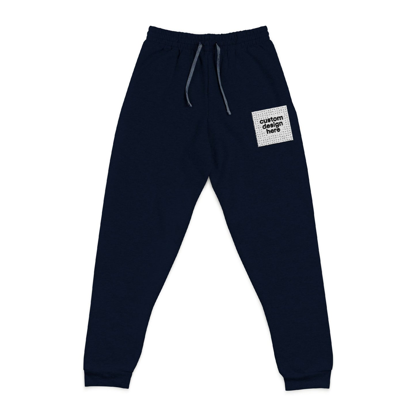 Custom J. Navy unisex joggers with front embroidery – comfortable lounge pants