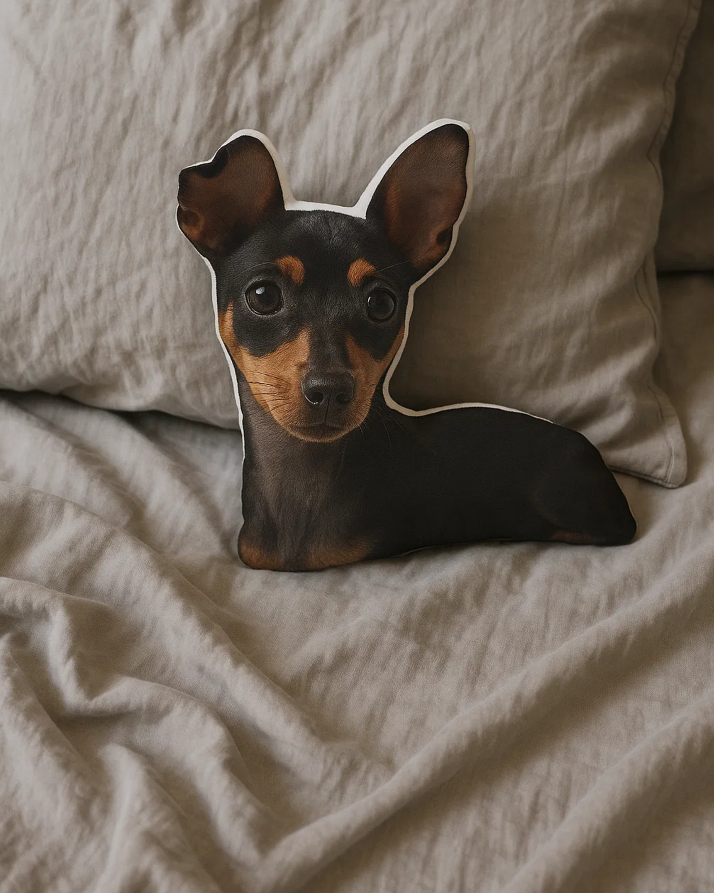 Pet owner hugging their custom photo pillow