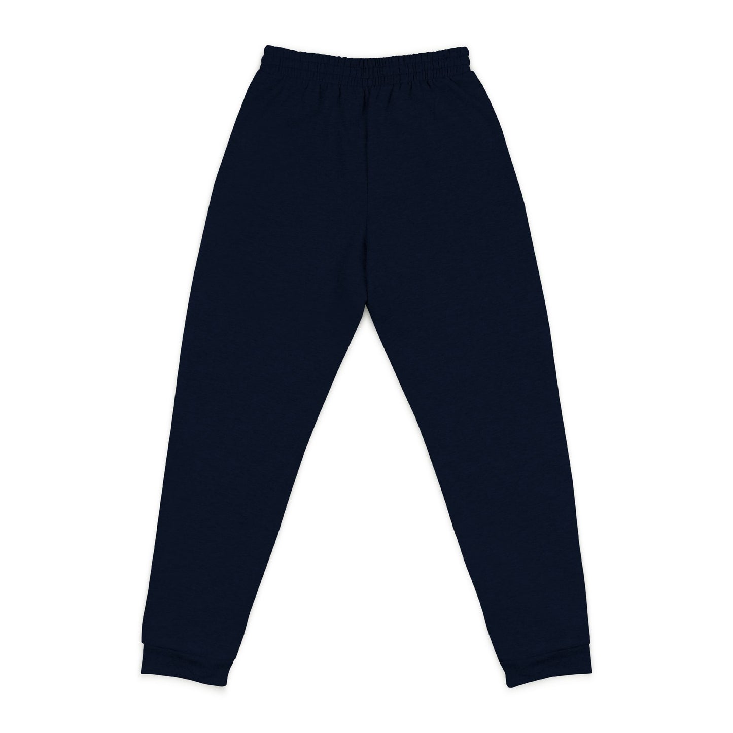 Back view of tapered j. navy unisex joggers with ergonomic fit