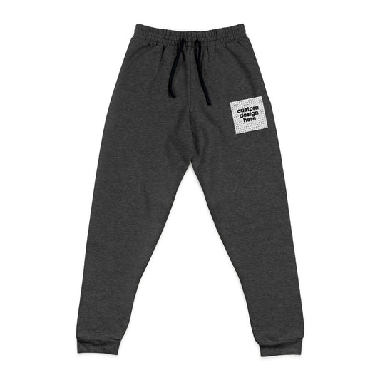 Custom black heather unisex joggers with front embroidery – comfortable lounge pants