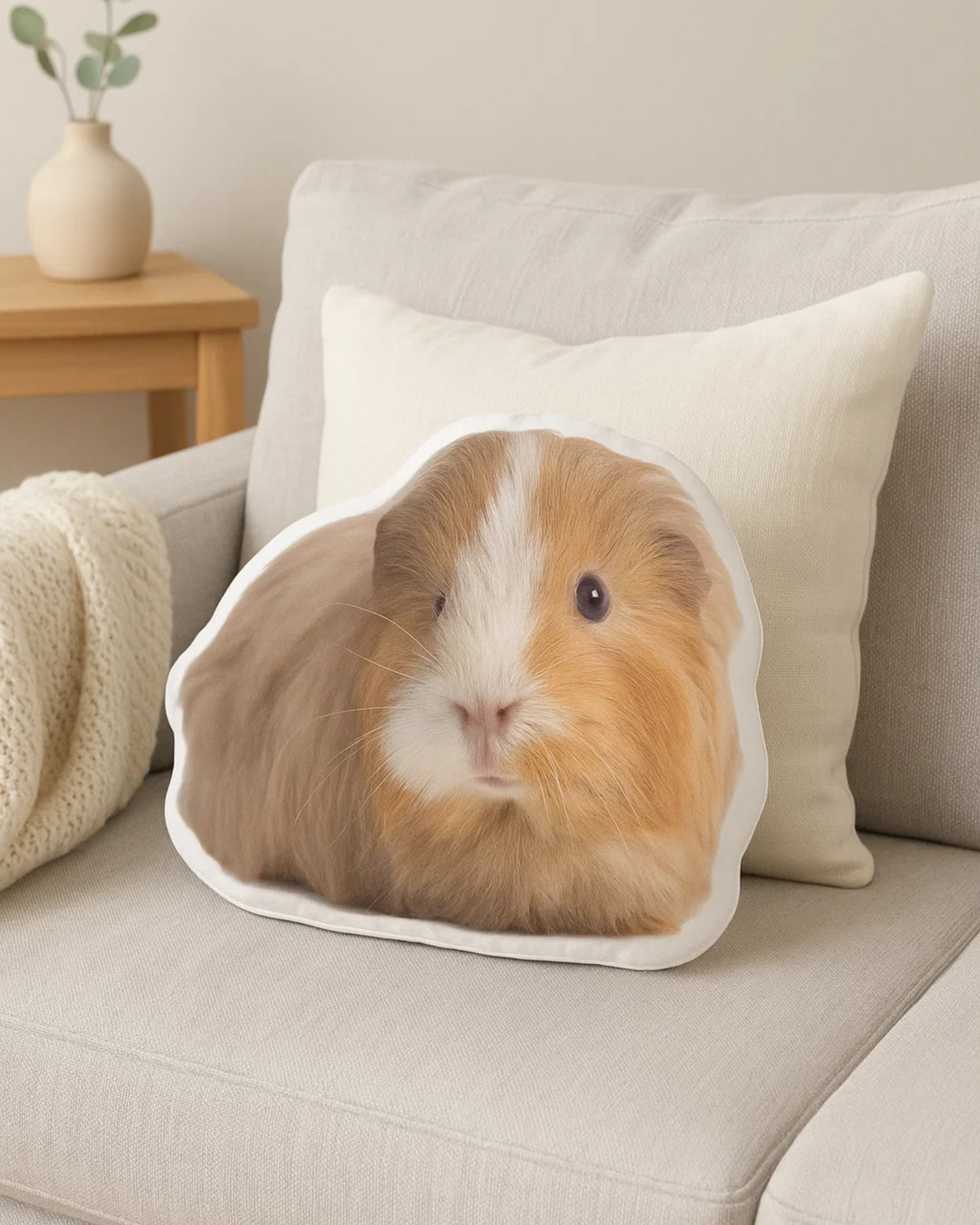 Custom-shaped hamster pillow made from a hamster photo
