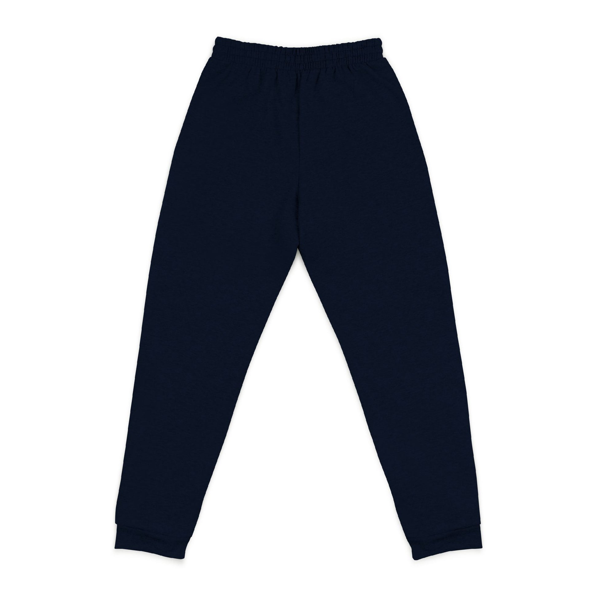 Back view of tapered j. navy unisex joggers with ergonomic fit